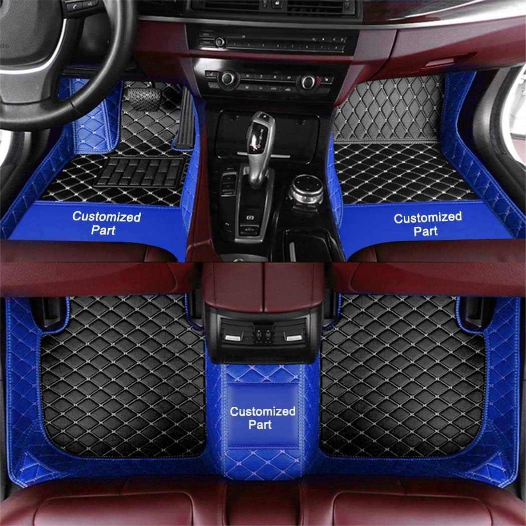 manchoose Anpassen Auto Fußmatten für Ford Focus Kuga Modeo Ranger Fiesta Mustang F150 Transit, PU-Leder wasserdichte rutschfeste Auto Fussmatten Blau Schwarz von manchoose