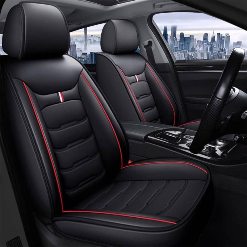 manchoose Auto Sitzbezügesets für Audi A5 Sportback Coupe 2010-2024, Vordersitzbezüge, Auto-Schonbezug, PKW-Sitzbezug Vordersitze, Sitzschoner-Auto Schwarz Rot von manchoose