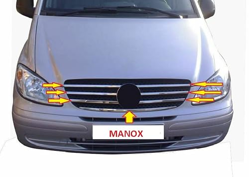 manox Für Mercedes Vito W639 2003-2014 7 STK Chrom Kühlergrill Grill Blenden Edelstahl von manox