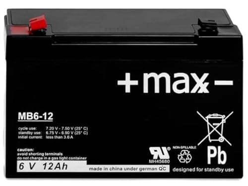 Bleiakku Maxx Batterien MB6-12 6V 12Ah AGM Blei Vlies Accu Battery wartungsfrei von Maxx