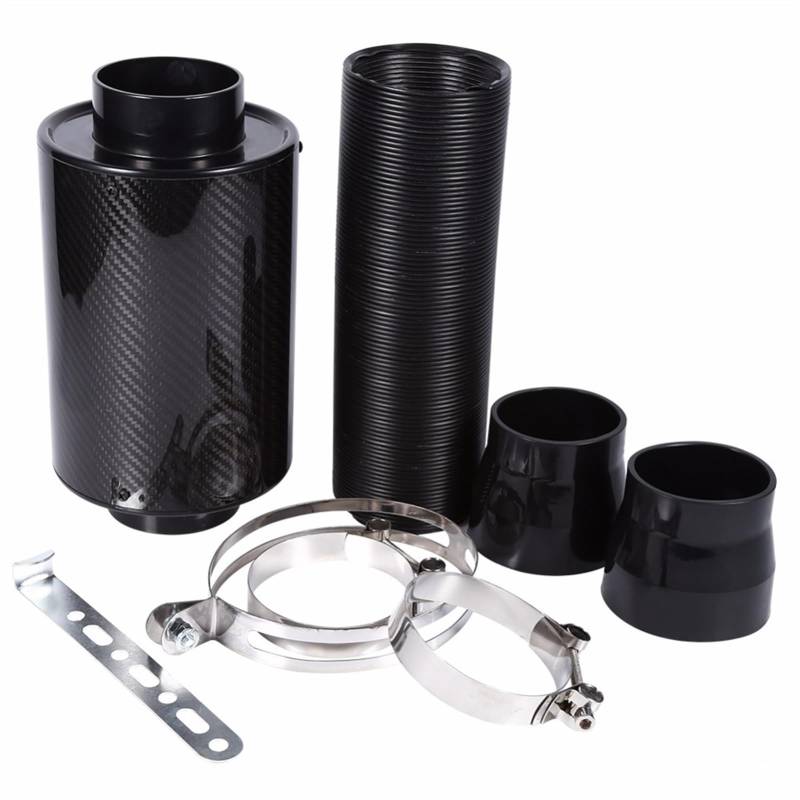 Ansaugschlauch für Kfz-Luftfilter 1 Set Universal Auto 3 Zoll Carbon Fiber Kaltluftfilter Feed Geschlossene Intake Induktion Rohr Schlauch Kit Universal Air Filter Intake Hose von mcctrwwb