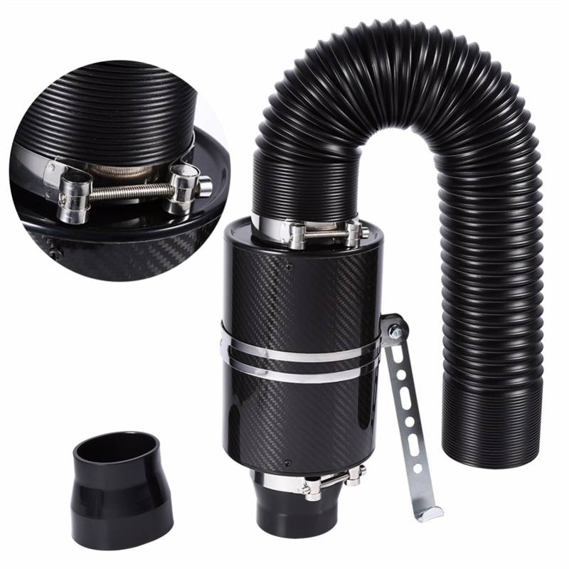 Ansaugschlauch für Kfz-Luftfilter 76mm Auto Universal Racing Carbon Fiber High Flow Kaltluftfiltersystem Ansaugrohr Schlauch Kit Lufteinlass Kit Zubehör Air Filter Intake Hose von mcctrwwb