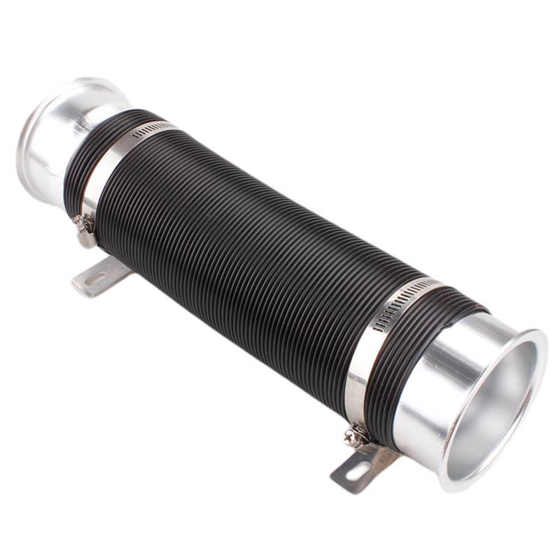 Ansaugschlauch für Kfz-Luftfilter Universal 3 Zoll 76 MM Flexibler Automotor Kaltluft Turbo Ansaugschlauch Einlassführung Zuleitungsrohr Mit Anschluss und Halterung Air Filter Intake Hose(Silver) von mcctrwwb