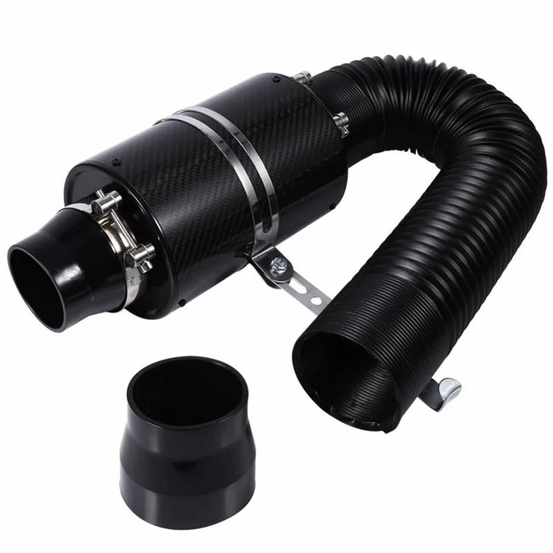 Ansaugschlauch für Kfz-Luftfilter Universal Auto 3 Zoll Kohlefaser Kaltluftfilter Zufuhr Geschlossener Ansaugschlauchsatz Universal Racing Luftansaugsatz Air Filter Intake Hose von mcctrwwb