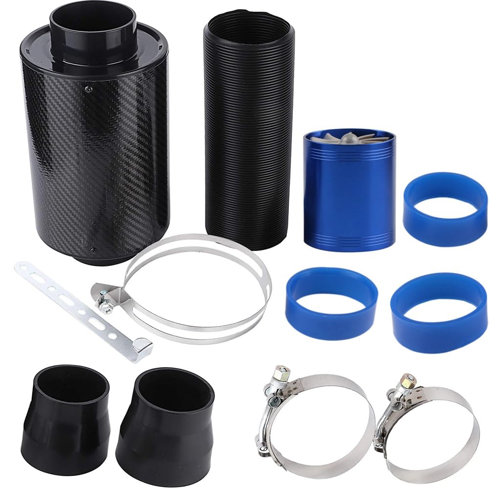 Ansaugschlauch für Kfz-Luftfilter Universal-Kaltluftansaugfiltersatz for Autos, 76 mm Zufuhr, geschlossenes Luftansaugrohr, Kohlefaserschlauchsatz, Balg-Ansaugschlauch Air Filter Intake Hose(Carton wi von mcctrwwb