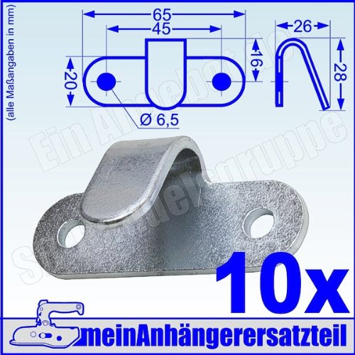 10x Lochhaken Zurröse Planenhaken Zweilochhaken Netzhaken Abspannhaken verzinkt von meinAnhängerersatzteil