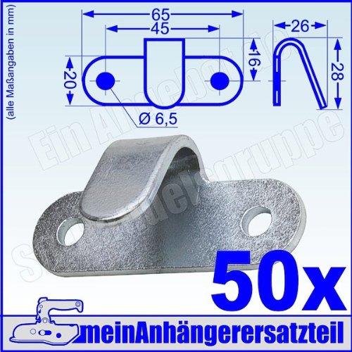 meinAnhängerersatzteil 50x Lochhaken Zurröse Planenhaken Zweilochhaken Netzhaken Abspannhaken verzinkt von meinAnhängerersatzteil