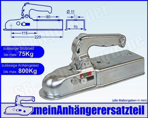 ALBE Berndes Zugkugelkupplung Kugelkupplung Anhängerkupplung Vierkant Rohr 70mm EM 80 V G 05270 von meinAnhängerersatzteil