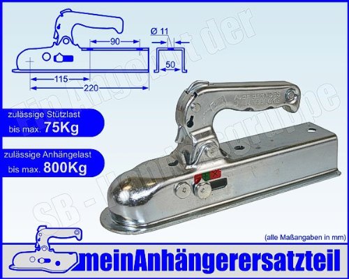 ALBE Berndes Zugkugelkupplung Kugelkupplung Vierkant Zugrohr 50mm EM 80 V E 05250 von meinAnhängerersatzteil