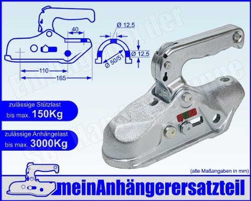 ALBE Berndes Zugkugelkupplung Kugelkupplung Zugrohr 50mm 51mm EM 300 R B 05650 für Pkw Anhänger von meinAnhängerersatzteil