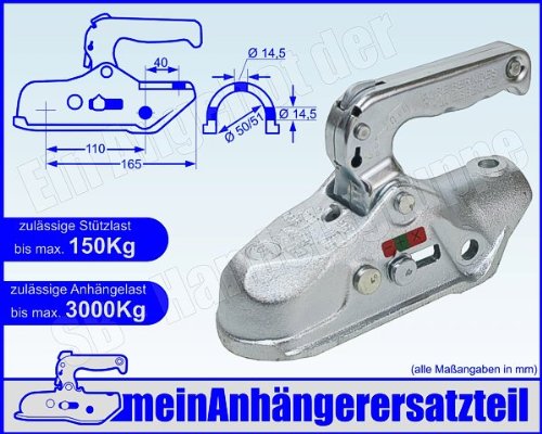 ALBE Berndes Zugkugelkupplung Kugelkupplung Zugrohr 50mm 51mm EM 300 R B 056502 für Pkw Anhänger von meinAnhängerersatzteil