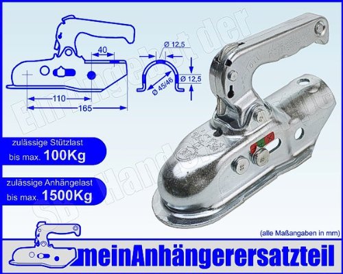 ALBE Berndes Zugkugelkupplung Kugelkupplung Zugrohr Rohr 45mm 46mm EM 150 R A 05345 für Pkw Anhänger von meinAnhängerersatzteil