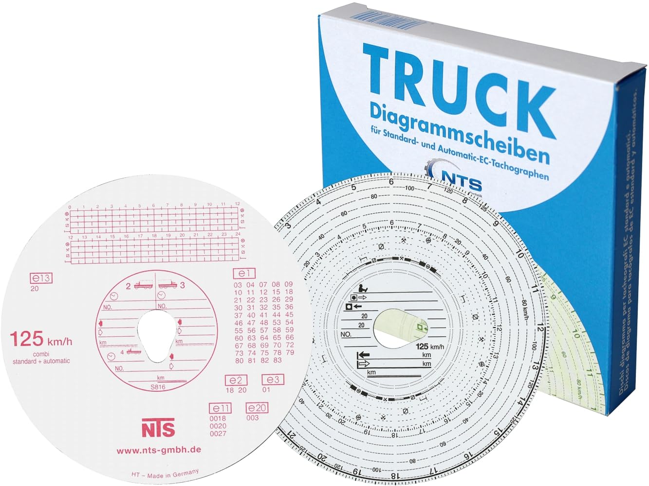 meinAnhängerersatzteil 100x Tachoscheiben 125-24 125km/h Diagrammscheiben für Fahrtenschreiber 125 km/h von meinAnhängerersatzteil