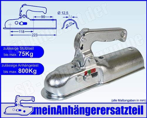 meinAnhängerersatzteil ALBE Berndes Zugkugelkupplung Kugelkupplung Zugrohr rund 70mm EM 80 R GK 05171 von meinAnhängerersatzteil