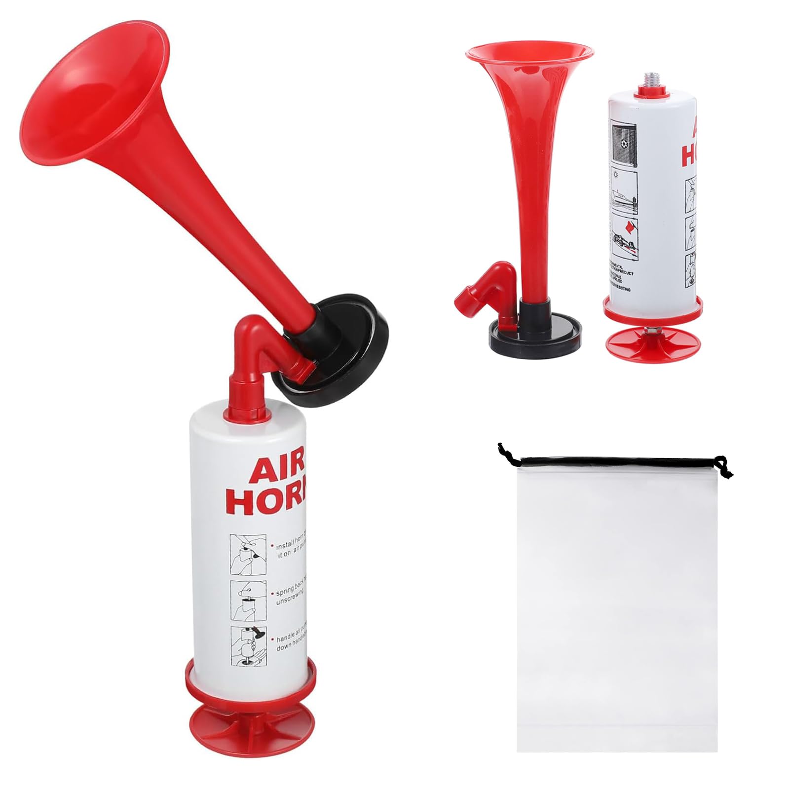 Airhorn Druckluft, Klassische Air Horn Fanfare, Loud Air Horn Druckluftfanfare für Erwachsene und Kinder, Signalhorn Gas, Hand Air Horn für Handball Fußball Stadionhorn Boot Party (Blau) von mellystore