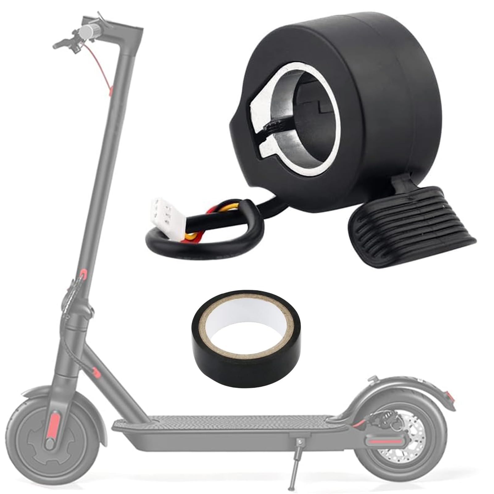 Elektroroller Daumengas Rutschfestes Wasserdichtes E Scooter Gashebel mit 3m Isolierband Gaspedal Elektroroller E Scooter Thumb Throttle für am Meisten Electric Scooter Kinderroller (Schwarz) von mellystore