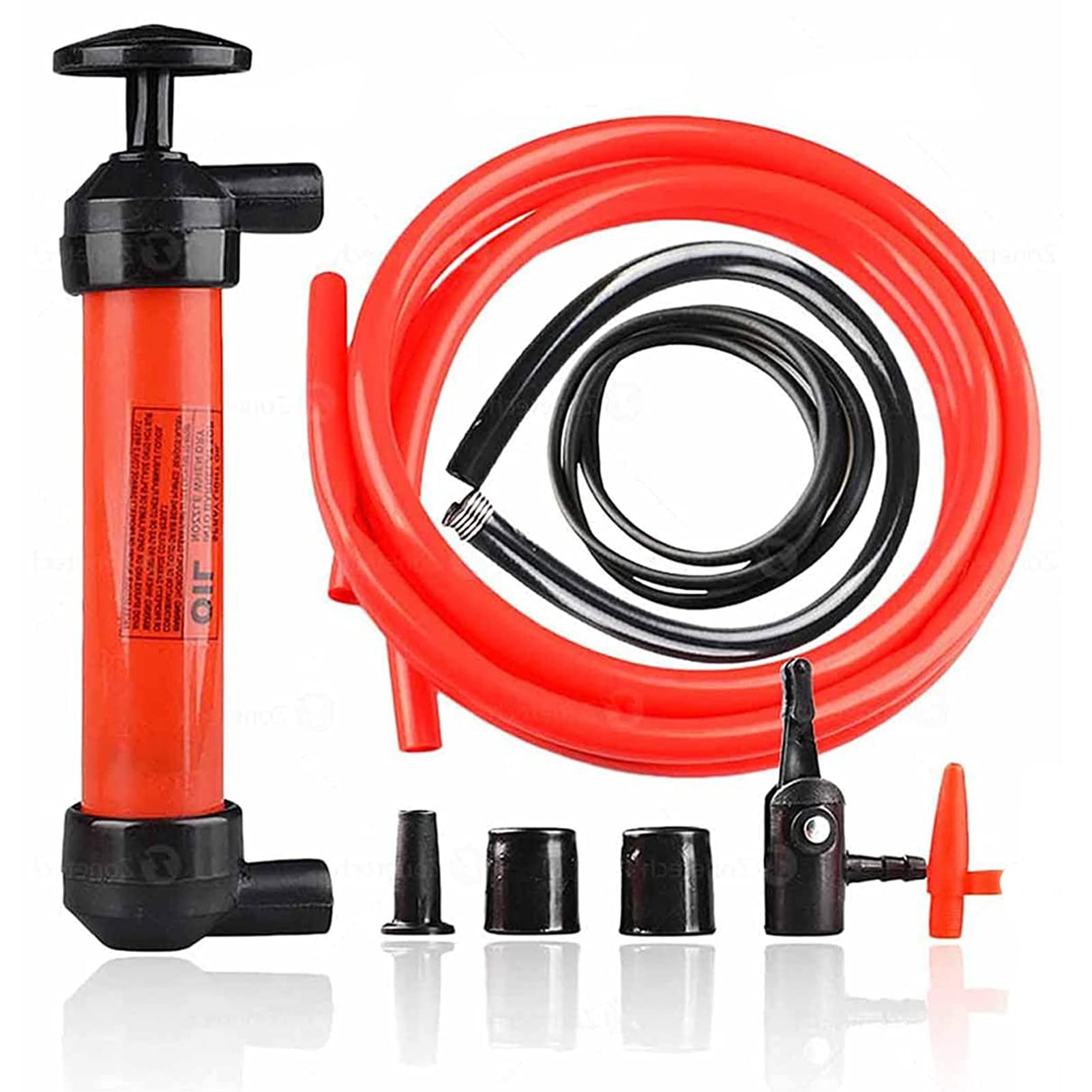 mellystore Handpumpe Wasser Umfüllpumpe mit 4 Schläuchen Siphonpumpe Multifunktional Benzinpumpe Absaugpumpe Kraftstoffpumpe Manuell Handpumpe für Kanister für Benzin Diesel Öl Wasser Boot Auto von mellystore