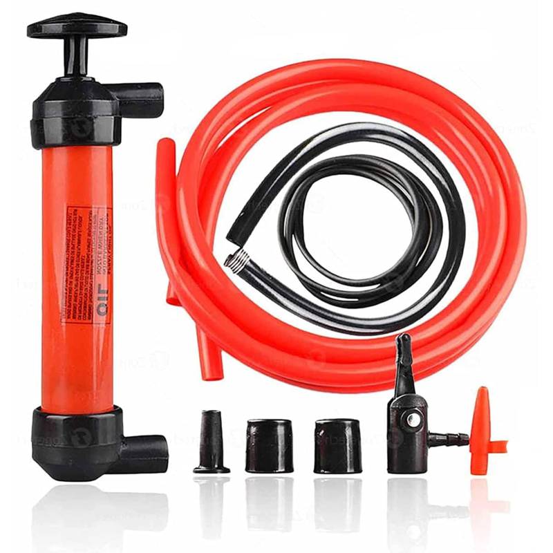 mellystore Handpumpe Wasser Umfüllpumpe mit 4 Schläuchen Siphonpumpe Multifunktional Benzinpumpe Absaugpumpe Kraftstoffpumpe Manuell Handpumpe für Kanister für Benzin Diesel Öl Wasser Boot Auto von mellystore