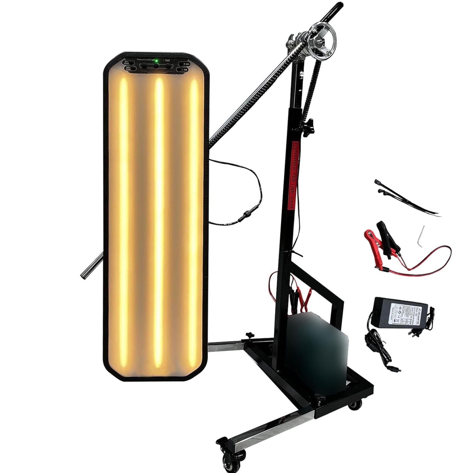 95Cm Robuste Pdr-Lampe, Auto-Led-Lampen-Reflektorplatte, Dellen-Reparatur-Werkzeuge, Led-Lichtreflexionsbrett Mit RäDern/Verstellbarem StäNder –Batterie Nicht Im Lieferumfang Enthalten,Black von menglanchang