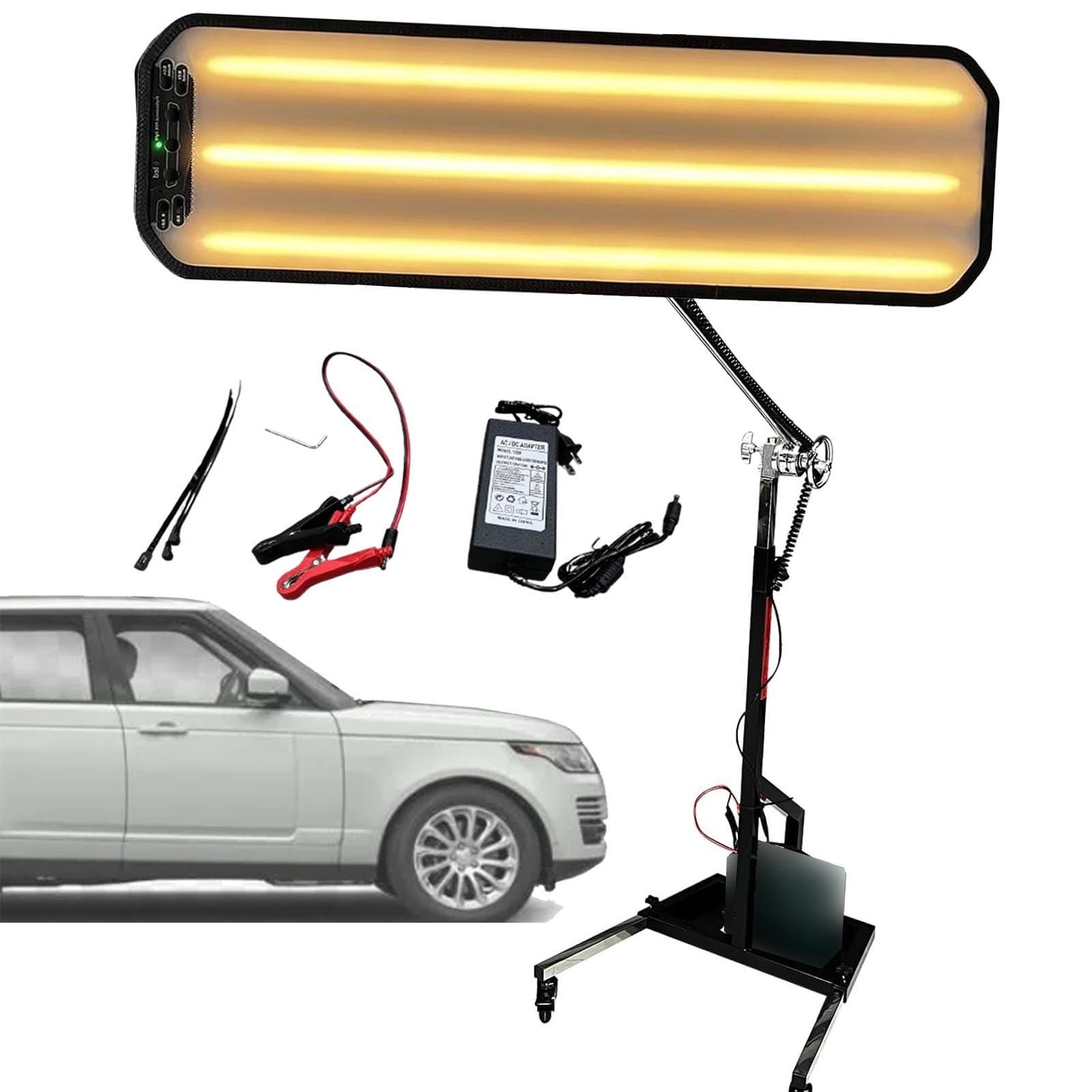 Auto-Karosserielampe,Pdr-Werkzeuge,Led-Licht Zur Dellenentfernung,Lam-95Cm,12V-Gleichstromlicht,Einstellbares Licht 6 Farben-Verstellbarem Halter/Rad,Batterie Nicht Lieferumfang Enthalten,Black von menglanchang