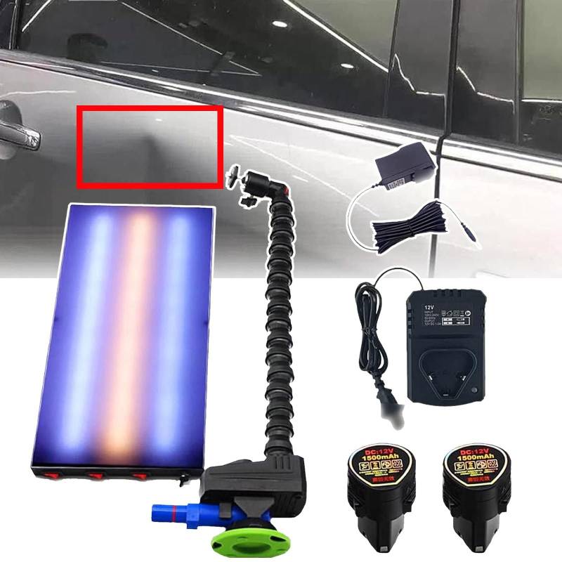 Lampe Zur Dellenentfernung,Led-Auto-Dellen-Reparatur Licht Mit 2* 1500mah-Batterien/6 Farben/Verstellbarer Halterung,Auto-Dellen-Reparatur-Entferner-Werkzeug, Dellen-Identifizierungsleuchte ,Black von menglanchang