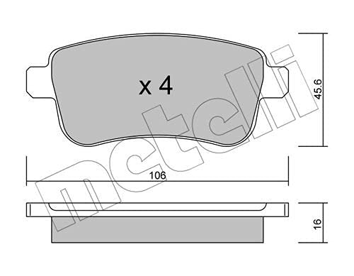 metelligroup 22-0818-0 Bremsbeläge, Made in Italy, Ersatzteile für Autos, ECE R90-zertifiziert, Kupferfrei von metelligroup