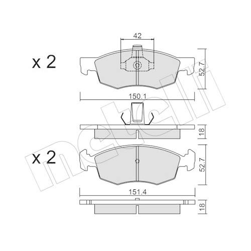 metelligroup 22-0274-2 Bremsbeläge, Made in Italy, Ersatzteile für Autos, ECE R90-zertifiziert, Kupferfrei von metelligroup