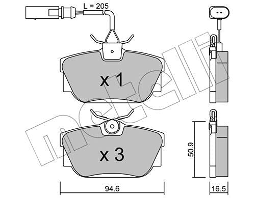 metelligroup 22-0346-1 Bremsbeläge, Made in Italy, Ersatzteile für Autos, ECE R90-zertifiziert, Kupferfrei von metelligroup