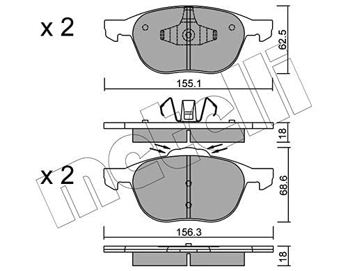 metelligroup 22-0534-1 Bremsbeläge, Made in Italy, Ersatzteile für Autos, ECE R90-zertifiziert, Kupferfrei von metelligroup