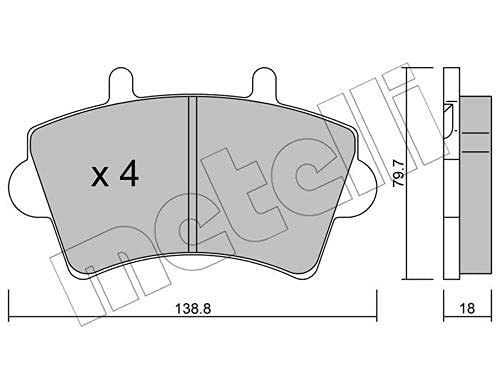 metelligroup 22-0545-0 Bremsbeläge, Made in Italy, Ersatzteile für Autos, ECE R90-zertifiziert, Kupferfrei von metelligroup