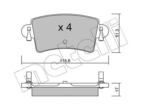 metelligroup 22-0546-0 Bremsbeläge, Made in Italy, Ersatzteile für Autos, ECE R90-zertifiziert, Kupferfrei von metelligroup