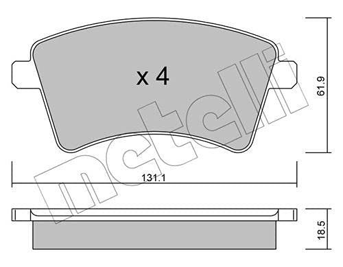 metelligroup 22-0812-0 Bremsbeläge, Made in Italy, Ersatzteile für Autos, ECE R90-zertifiziert, Kupferfrei von metelligroup