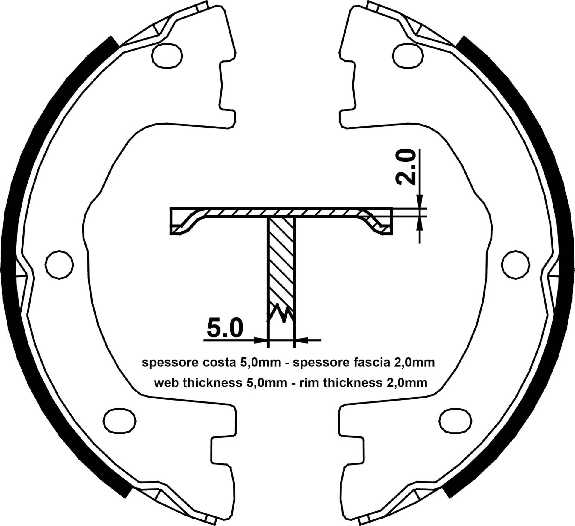 metelligroup 53-0077 Bremsbacken Made in Italy, Ersatzteil für Auto, Kit Bestehend aus 4 Teilen, ECE R90-Zertifiziert von metelligroup