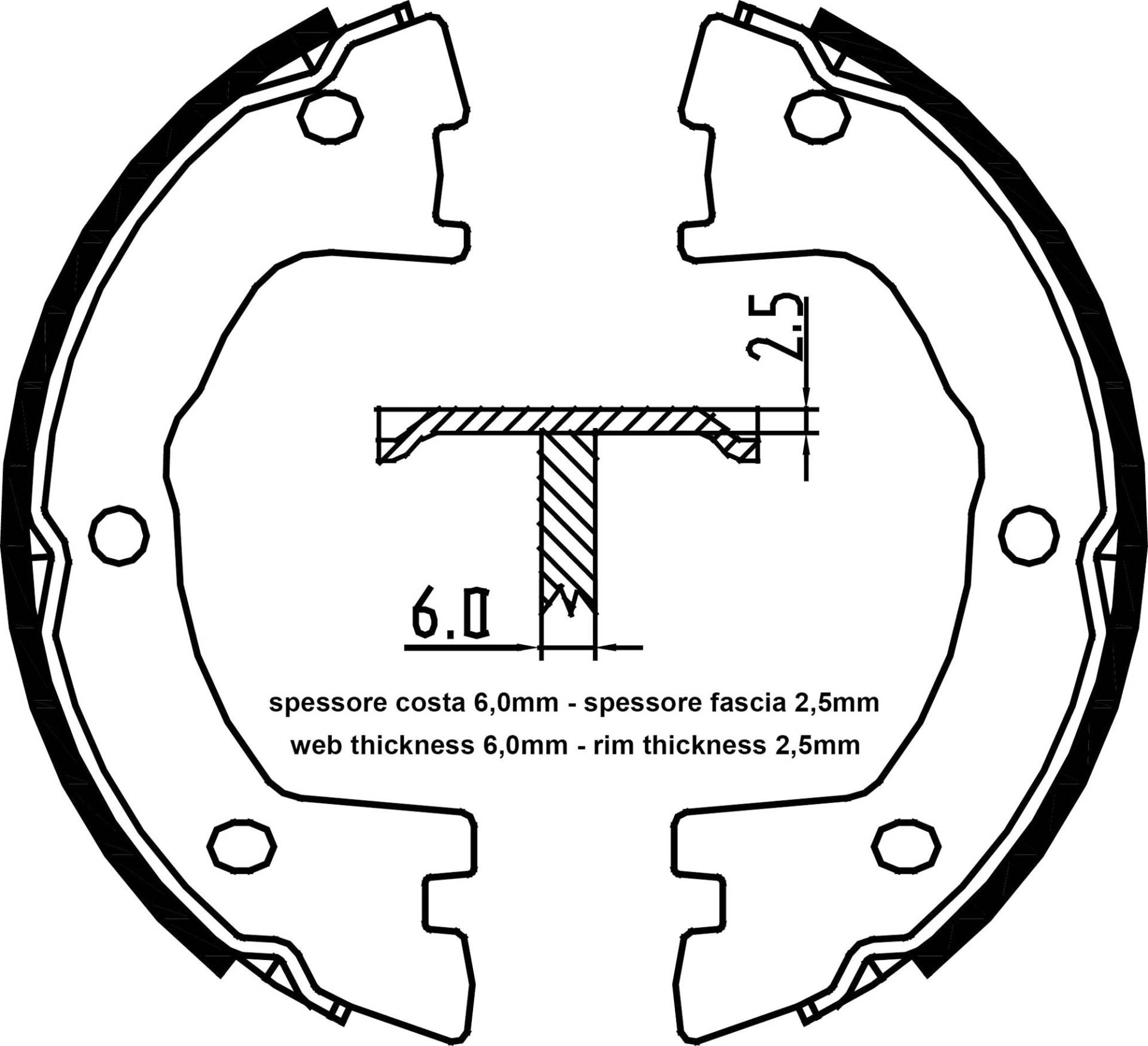 metelligroup 53-0097 Bremsbacken Made in Italy, Ersatzteil für Auto, Kit Bestehend aus 4 Teilen, ECE R90-Zertifiziert von metelligroup