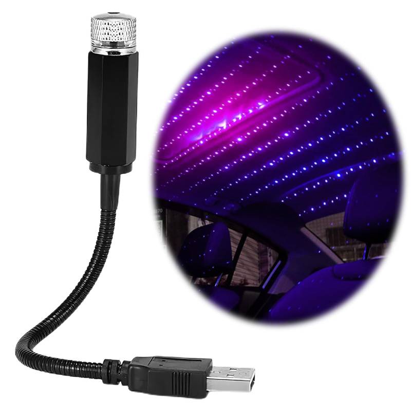 2 Stück USB Star Sky lampe Sternenhimmel Auto LED Decke Starlight, Auto Innen Atmosphäre, Romantische Atmosphäre für Auto, Zuhause & Partys 360° Flexibles Design Energieeffizient, Lila und Rotes Licht von meukcez