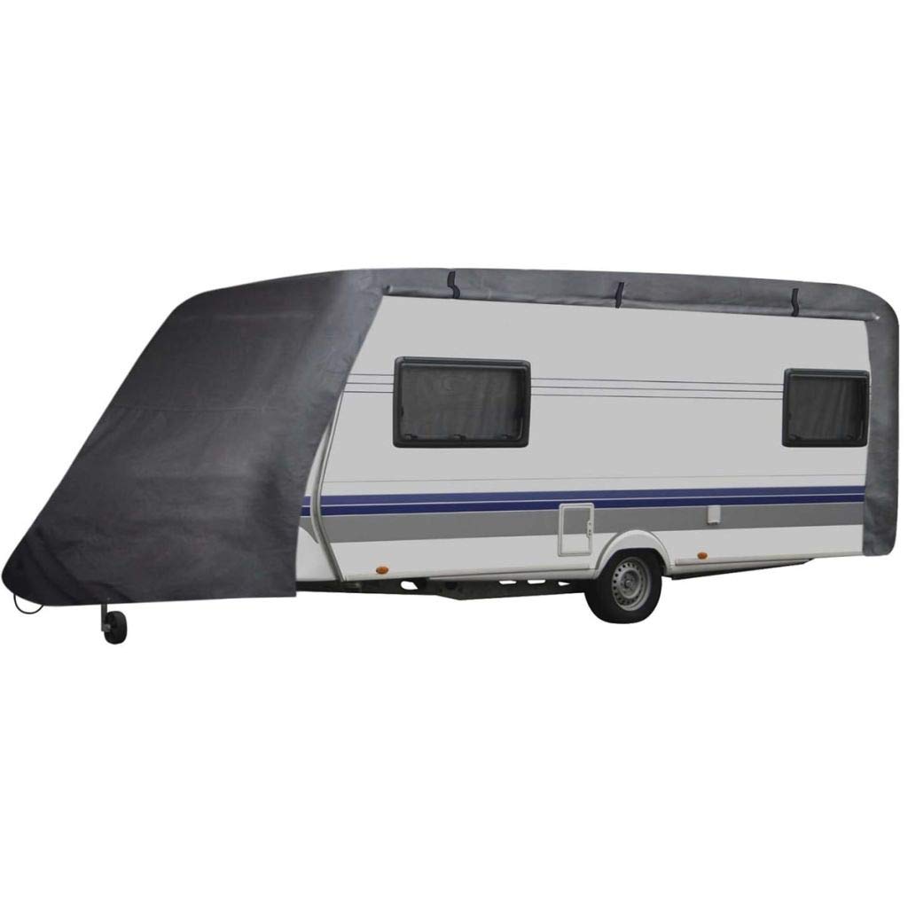 mewmewcat Wohnwagen-Abdeckung 701 x 250 x 220 cm Grau Gr. L für Alle Wohnwagen mit Länge Zwischen 6,09 m und 7,01 m von mewmewcat