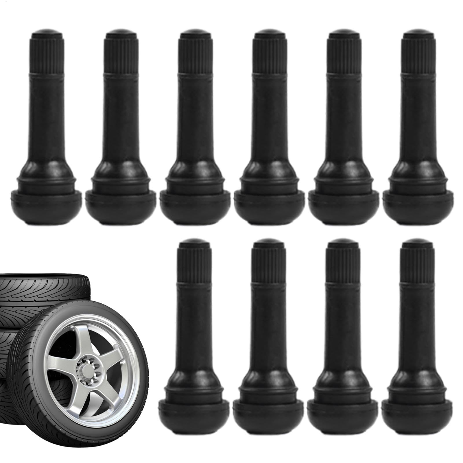 Tubeless Tire Valve Stems, Short Rubber SnapIn, Air-Tight Seal, High-Pressure Resistance, Automotive Replacement for Car, Motorcycles, and Trucks, Aluminum Black von mivceklw