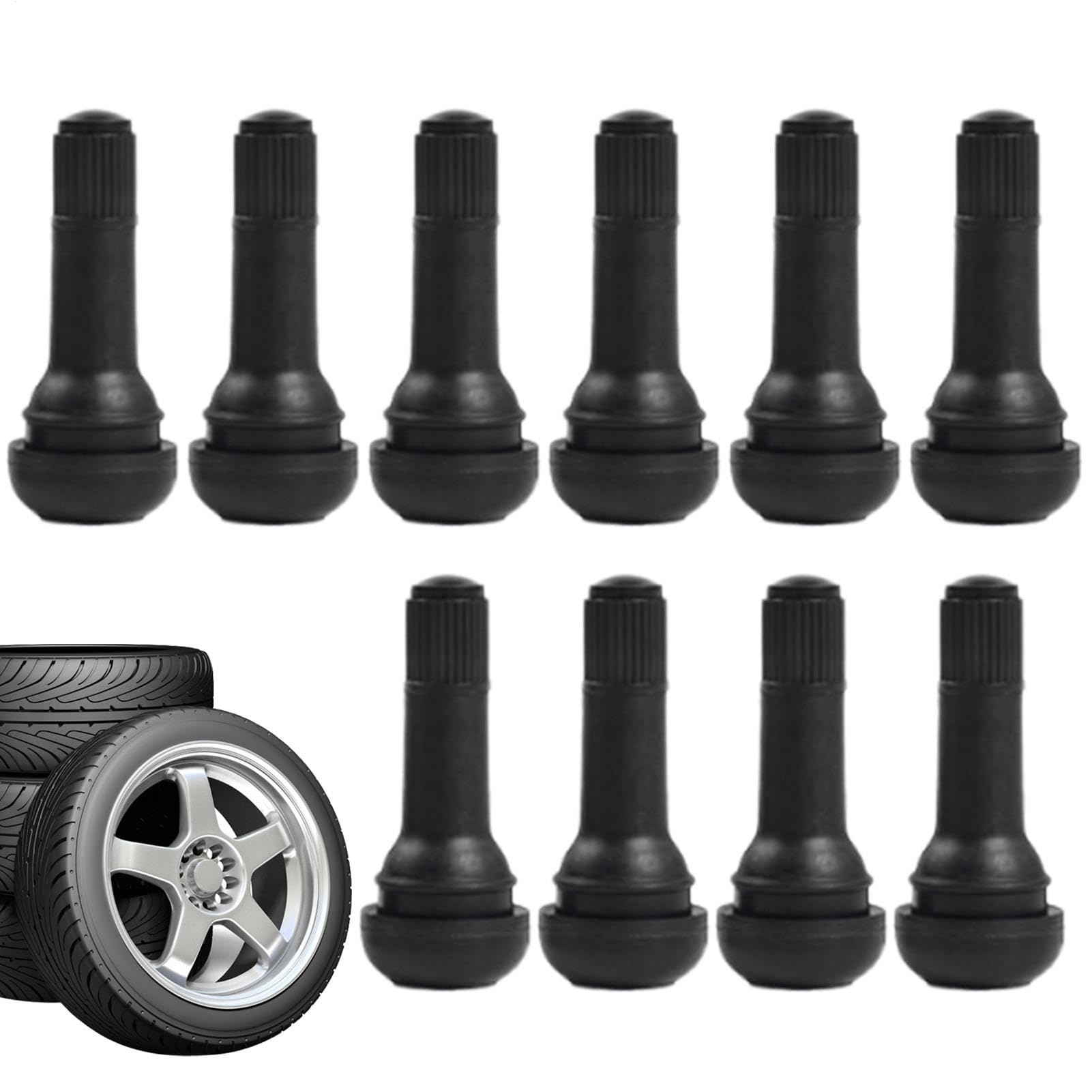 Tubeless Tire Valve Stems, Short Rubber SnapIn, Air-Tight Seal, High-Pressure Resistance, Automotive Replacement for Car, Motorcycles, and Trucks, Aluminum Black von mivceklw