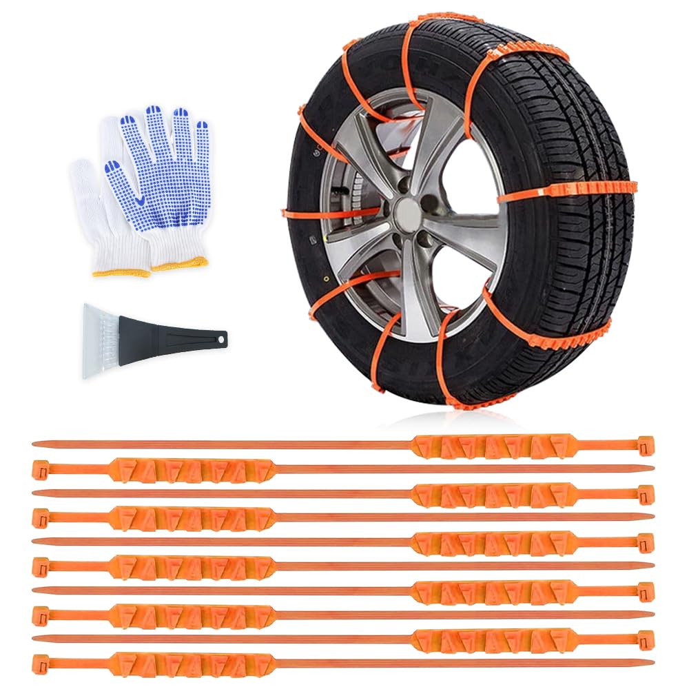 mizikuu 10 Stück Schneeketten, Universal Reifenketten Anti Rutsch Auto Schneeketten Notfall Anti Notfallzugketten Wiederverwendbar Geeignet für Pkw,Geländewagen,Lkw,Suv von mizikuu