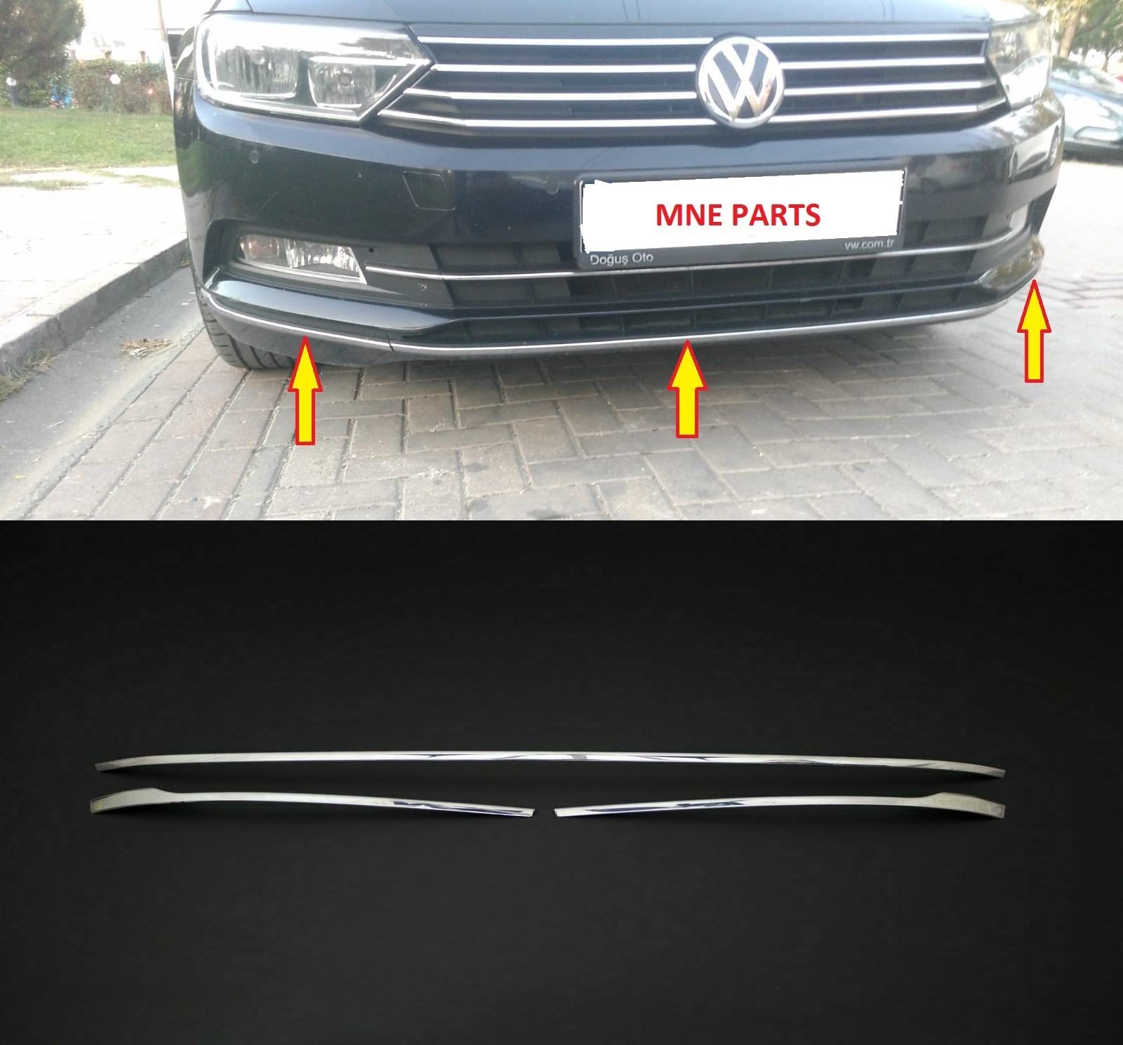 mne parts for Passat B8 3G2 3G5 2014-2019 Under Front Bumper 3 pcs Stainless Steel Chrome… von mne parts