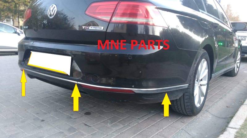 mne parts für Passat B8 3G2 3G5 2014+Limo Variant Chrom Heckstoßstange Leiste Edelstahl 3 TLG von mne parts