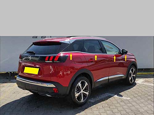 passend für Peugeot 3008 SUV 2016 + 8 Stück Chrom Fensterrahmen Blende Abdeckung Edelstahl von mne parts