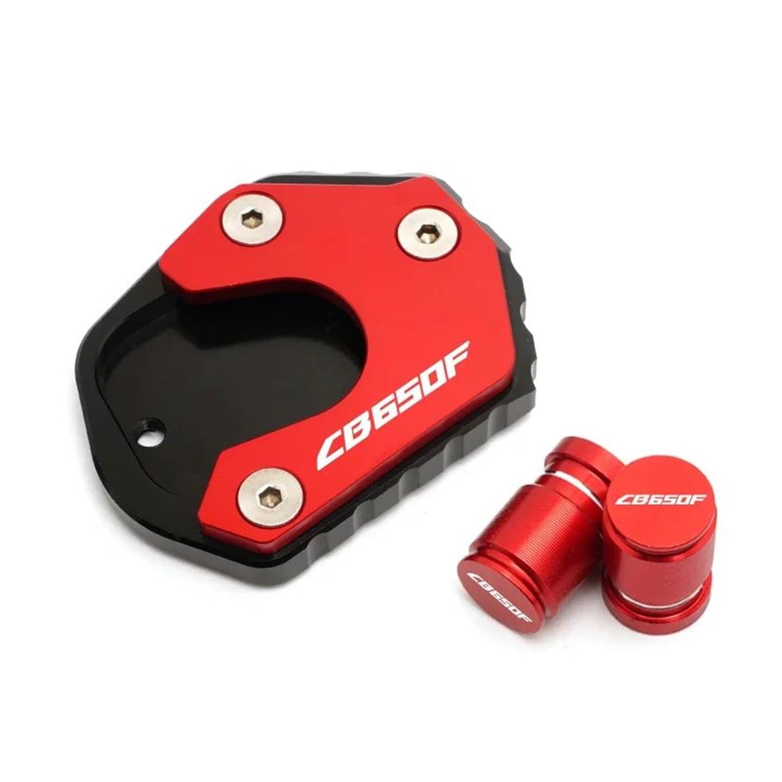 Für CB650F CB 650F 650 F 2014-2017 2018 CNC Reifen Ventilkappe Seitenständer Verlängerung Pad Stützplatte(Red) von mojieou