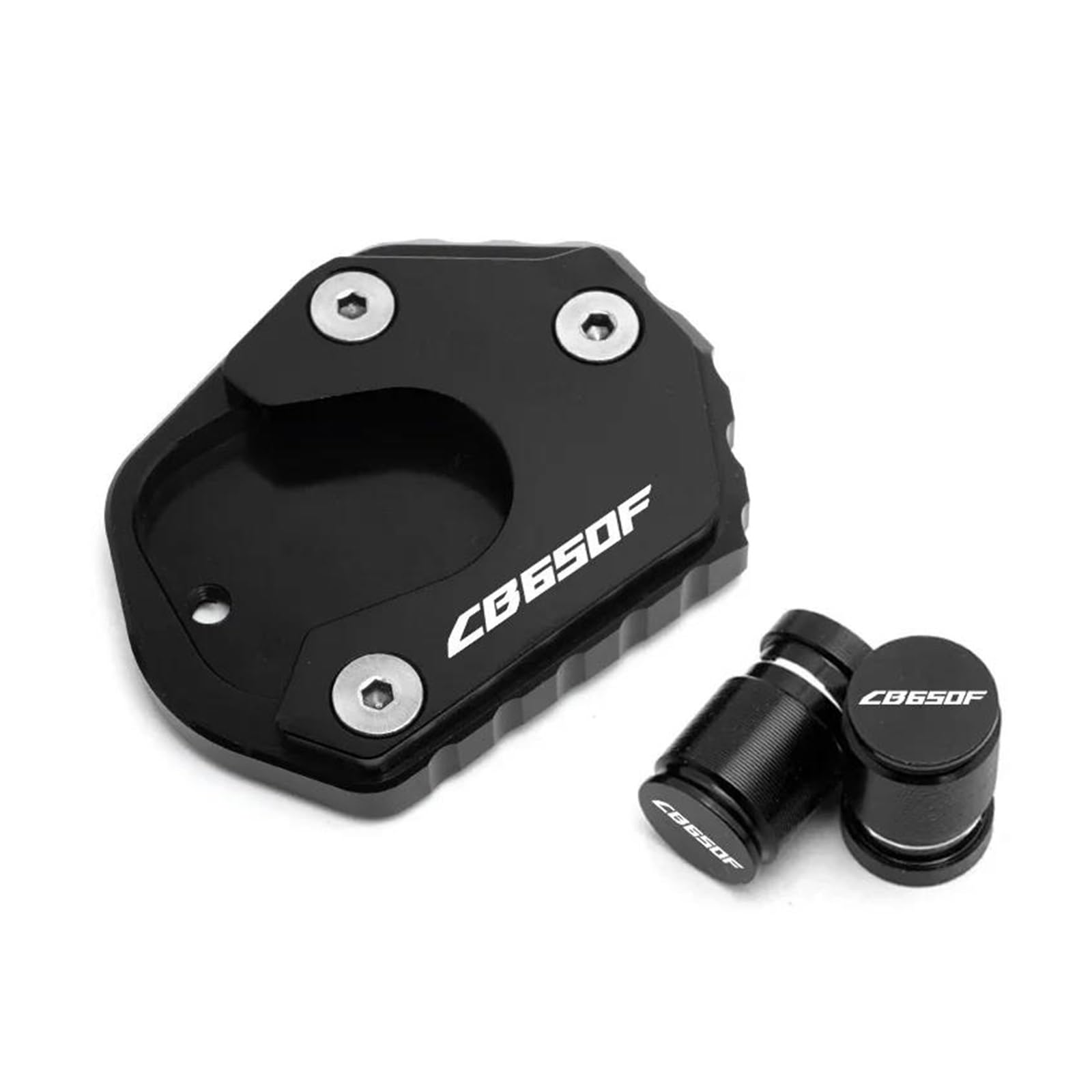 Für CB650F CB 650F 650 F 2014-2017 2018 CNC Reifen Ventilkappe Seitenständer Verlängerung Pad Stützplatte(Schwarz) von mojieou