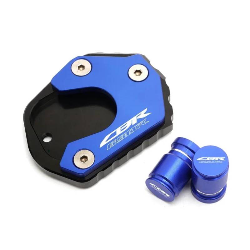 Für Cbr650r CBR 650R 2019-2021 2022 2023 CNC Reifen Ventilkappe Seitenständer Verlängerung Pad Stützplatte(Blau) von mojieou