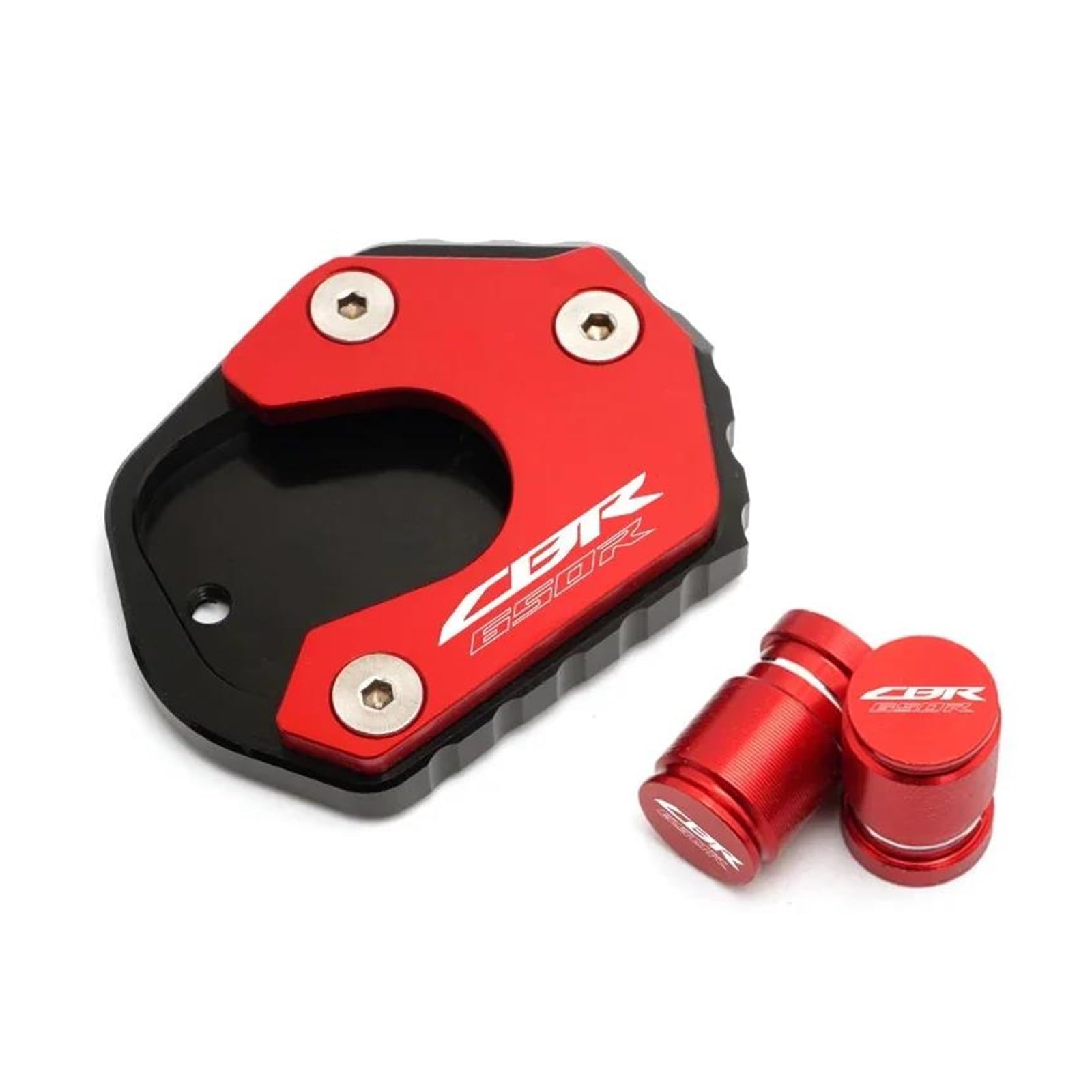 Für Cbr650r CBR 650R 2019-2021 2022 2023 CNC Reifen Ventilkappe Seitenständer Verlängerung Pad Stützplatte(Red) von mojieou