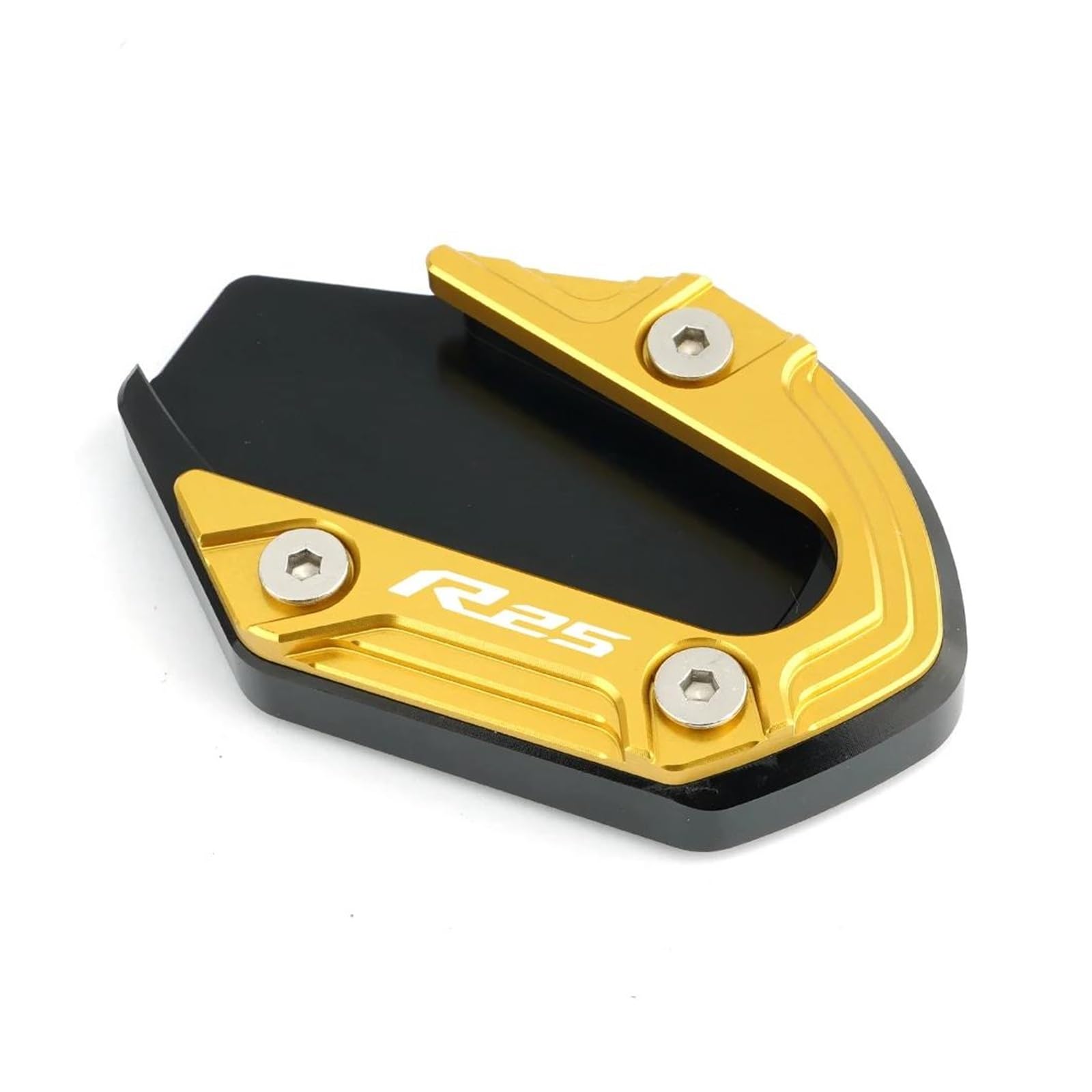 Für YZF-R3 YZF R3 YZF R25 R3 2014-2022 Motorrad CNC Kickstand Fuß Seitenständer Verlängerung Pad Stützplatte(Gold b) von mojieou