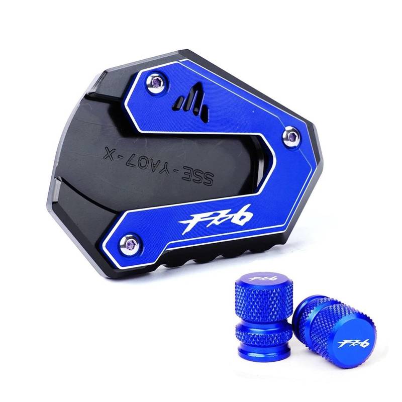 mojieou Für FZ6 Fazer FZ 6 FZ6R FZ6-S2 2004-2009 Reifen Ventilkappen Ständer Pad Fuß Seitenständer Vergrößern Verlängerung(Blue a) von mojieou