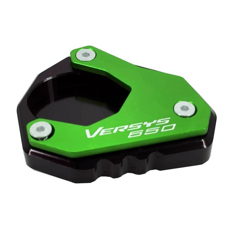 mojieou Für VERSYS 650 VERSYS650 ABS 2010-2023 2019 2015 CNC Kickstand Fuß Seitenständer Verlängerungspolster Stützplatte(Grün) von mojieou