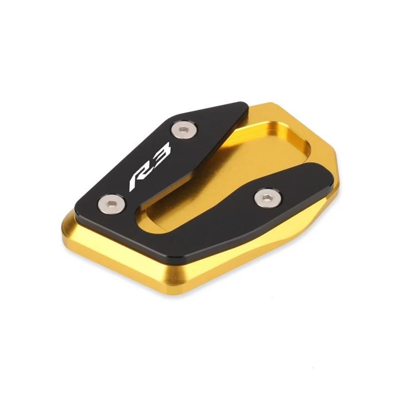 mojieou Für YZF R3 R25 YZF-R3 YZF-R25 YZFR3 YZFR25 2019-2023 2021 CNC Kickstand Seitenständer Ständerverlängerung Vergrößerungspad(Gold R3) von mojieou